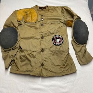 Vintage 10-X Shooting Jacket Tan 38 NRA Patches Leather Shoulder Elbow Pads 60s